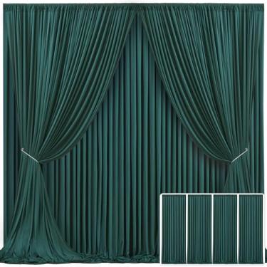 Imagem de Cortina de fundo verde caçador com 4 painéis para festas, sem rugas, verde escuro, para fotos, cortinas de pano de fundo, decoração de tecido para chá de bebê, fotografia de festa de aniversário, 6 m (L) x 3 m (A)