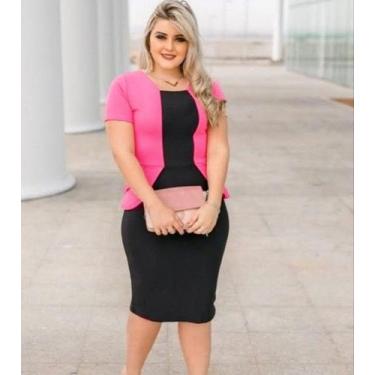 Imagem de Vestido Midi Peplum Blazer Moda Feminina Evangélica - Miss Flower, Pin