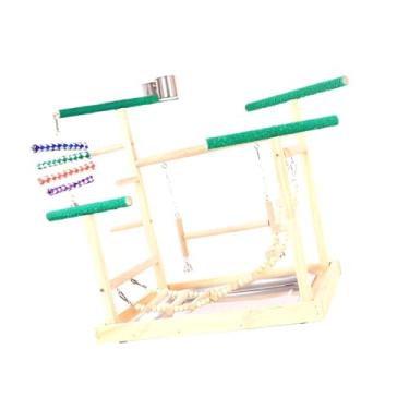 Imagem de Ｂｅｓｇａ Parrot Playground Perch Gym com alimentador Copo Papagaios Brinquedos de mastigação Periquito Cercadinho Escada para Periquito Gaiola Acessórios