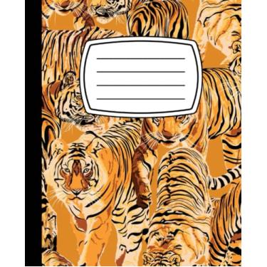 Imagem de Tiger Composition Notebook College Ruled: tiger pattern, | 7.5 x 9.25 inches, 120 pages |, Wide Lined Journal for Big Cat Lover, Cute Composition Notebook for School, Office & Home Use