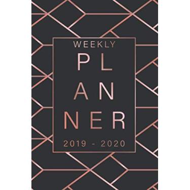 Imagem de Weekly Planner 2019-2020: Monthly Schedule - 1 week at a glance - Calendar with Checklists & Notes Daily To Do’s Academic Organizer Small Notebook ... Simple Teacher Pink Rosegold Pattern Black