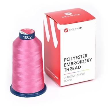 Imagem de Linha de bordado rosa selecionada Richword 4000 m (4374Y) 40 WT fio de poliéster 100 cores selecionadas para várias agulhas comerciais e máquina de bordar de agulha única 1002