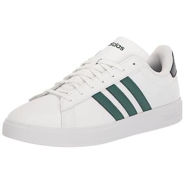 Imagem de adidas Tênis masculino Grand Court 2.0, branco/verde universitário/azul marinho, 34, Branco/verde universitário/azul-marinho sombreado, 5.5