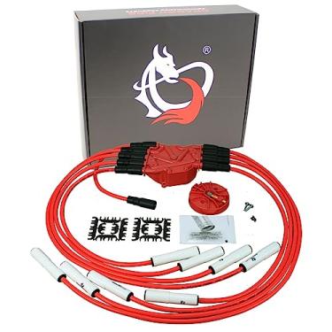 Imagem de DRAGON FIRE PERFORMANCE Power Pack Ceramic Plug Wires Cap Rotor Compatível com Chevy Truck 1996-2000 e SUV 7.4L V8 Substitui 12192004 748G 10452459 Kit de ajuste OEM-1235