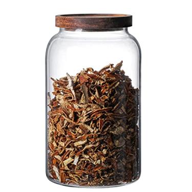Imagem de WINAKUI potes de vidro grandes com tampa de madeira hermética, recipiente de vidro para armazenamento de alimentos, recipiente transparente para armazenamento de cereais para farinha, açúcar