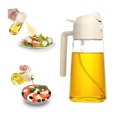 Imagem de Porta Azeite Spray Borrifador 2 em 1 de Vidro 500ml para Óleos e Vinagres, Ideal para Culinária Saudável e Precisa (Branco)