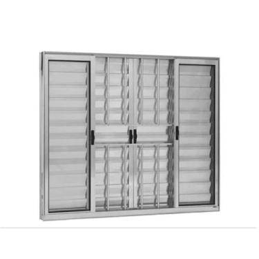 Imagem de Veneziana 6 folhas 1,20 x 1,50 c/grade alumínio brilhante - Alfa Esqua