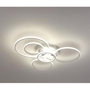 Imagem de Luz de teto Anéis reguláveis Designs Luminárias de teto embutidas com controle remoto Iluminação de teto para sala de estar Quarto Cozinha Sala de jantar 3000-6000K (Branco, L75*W5*H10 cm)