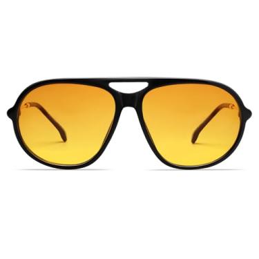 Imagem de VANLINKER Óculos de sol aviador polarizados modernos para mulheres e homens retrô anos 70 armação de metal aviadores VL9824, Lente laranja degradê polarizada C2/armação preta, Medium