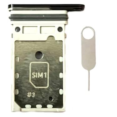 Imagem de Substituição do suporte da bandeja do cartão SIM duplo para Samsung Galaxy S22 Ultra 5G S908U S908 Incl Card Ejector pin (preto)