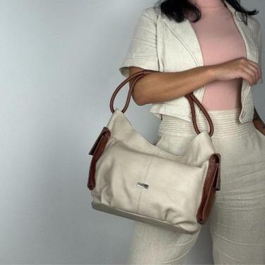 Imagem de Bolsa recuo em couro legitimo b.1087, Cru caramelo