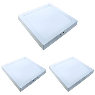 Imagem de Kit 3x Painel Plafon Sobrepor Alumínio Quadrado LED 18W 20x20 Bivolt Branco Frio