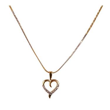 Imagem de Touchstone Indian Bollywood Fusion Love Sign "Real Look" Pingente de joias de designer CZ cravejado de zircônia cúbica em tons de ouro e prata para mulheres.