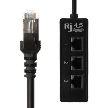 Imagem de Conector RJ45 Splitter - 1 Macho para 3 Fêmeas
