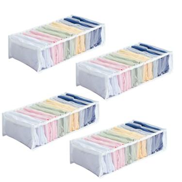 Imagem de Kit 4 Colmeia Organizadora de Camisetas Cristal Premium M - Organizador de Gaveta e Guarda Roupa 11 Nichos