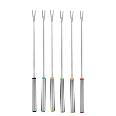 Imagem de 6pcs/conjunto de Aço Inoxidável Queijo de Chocolate Sobremesa Fndaks de Fondue, Garfo Longo, Fácil de Limpar e Reutilizável para Uso Doméstico e Comercial