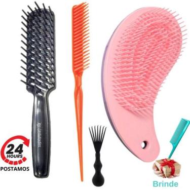 Imagem de Escova Cabelo Raquete Vazada, Secar Pente 3 Fileiras Fitagem, Escova M