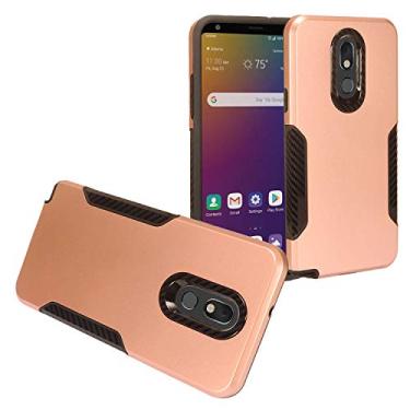 Imagem de Z-GEN – para LG Stylo 5 (2019), Stylo5+ Plus, LM-Q720, LM-L722DL – Capa híbrida para telefone + película de vidro temperado, CF1 Black/Rose Gold
