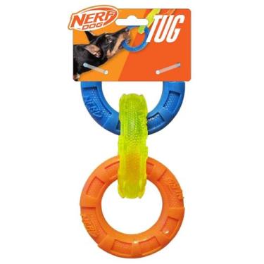Imagem de NERF TPR 3 Ring Tug Blue/Green/Orange Dog Toy, Small