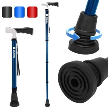 Imagem de WlkPal Bengala Dobrável Ajustável E Com Um Botão Wlkpal Para Mulheres E Homens, Wlkpal A-4, Tecnologia De Segurança Totalmente Nova, 2 Pontas Intercambiáveis Para Todos Os Terrenos, Bengala Da Série