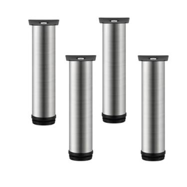 Imagem de Pés ajustáveis de aço inoxidável para móveis de 60 a 500 mm, pés de armário de cozinha com almofadas de borracha, resistente 300 kg, fácil instalação (150 mm (5,9 pol))
