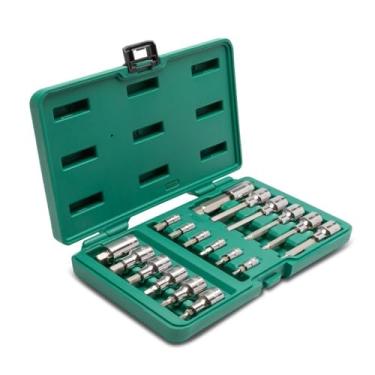 Imagem de Jogo De Soquetes Com Bits Hexagonais Sata Verde 1/4" E 1/2"