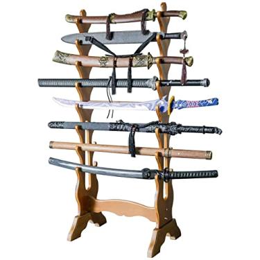 Imagem de Suporte de espada suporte de exibição de espadas, suporte para katanas, cabide de madeira para espadas de samurais, suporte vertical para sabres de luz de 6/8/10/16/24 camadas, suporte para varinha de