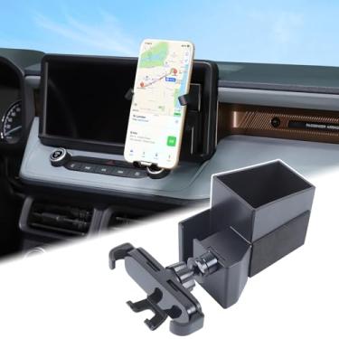 Imagem de Aunginsy Organizador de gaveta de tela oculta para carro com suporte de telefone compatível com Ford Maverick 2022-2024 console central display multimídia painel do lado direito caixa de armazenamento