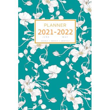 Imagem de Planner 2021-2022: 6x9 Medium Notebook Organizer with Hourly Time Slots | June 2021 to May 2022 | Hand-Drawn Blossom Apple Flower Design Teal
