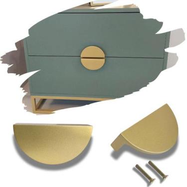 Imagem de 8 Puxador de Gaveta Moderno/ Meia Lua Metal Dourado Fosco - Compras Fá