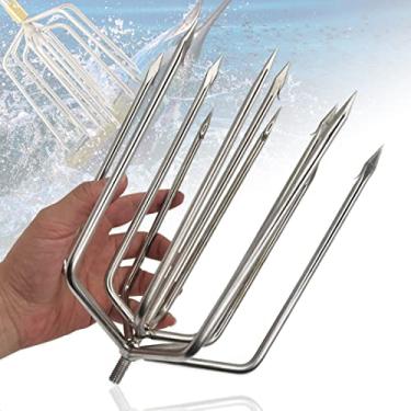 Imagem de Dutiplus Arpão de pesca grande de aço inoxidável com barra de 1 a 11 garras gancho de garfo de pesca com parafuso de 8 mm para pegar toupeira grande sapo-touro (prata 11PB)