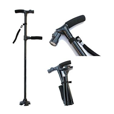 Imagem de LXPYMXDP Bengala de caminhada, bengala ajustável, bengala dobrável, bengala dobrável para idosos com luz de LED estável