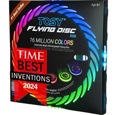 Imagem de TOSY Frisbee – 16 milhões de cores RGB ou 36 LEDs, extremamente brilhante, modos inteligentes, iluminação automática, recarregável, Páscoa, presente de aniversário e acampamento para homens/meninos