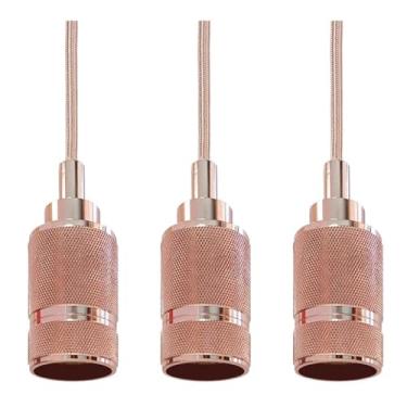 Imagem de Kit 3x Pendente Luxo Detalhado Alumínio E27 1 Metro