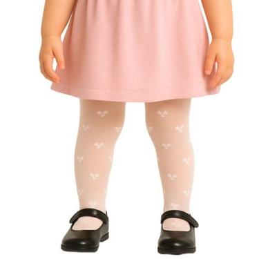 Imagem de Meia calça bebê infantil fio 20 festa selene, M, Branco