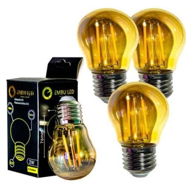 Imagem de Kit 4 Lâmpada Filamento Led G45 Vintage Retro Carbono Ambar Cor Da Luz