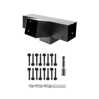 Imagem de VoTwoofv Kit de suporte de pérgola de 15 graus, 4 x 4,4 vias, ângulo reto, kit de pérgula para vigas de madeira (real: 8,9 cm x 3,5 pol.) Gazebos externos, pérgulas de pátio, cabanas de madeira - 1