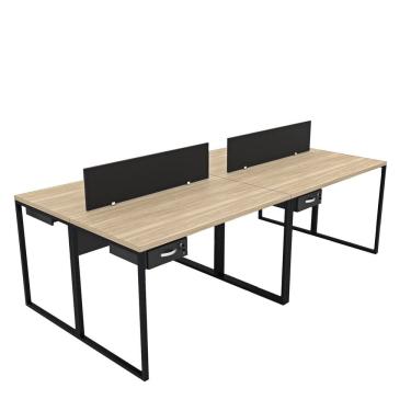 Imagem de Escrivaninha para Escritório 4 Lugares Industrial Carvalho / Preto