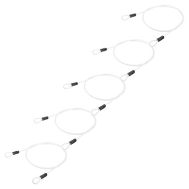 Imagem de PATIKIL Cabo de aço inoxidável revestido de vinil de 3/40.6 cm de diâmetro com laços, 5 peças de corda de fio flexível de 2,1 m (200,7 cm) Cadeado de corrente de segurança para iluminação de palco ao