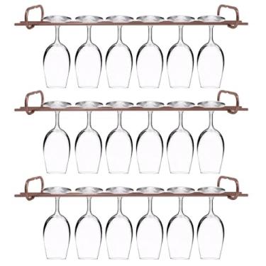 Imagem de Conjunto 3 Organizadores Porta Taças 42cm Suportes Suspensos Para Taças Rose Gold