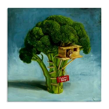 Imagem de Stupell Industries Vegan Only Brócolis Treehouse Canvas Wall Art Design por Lucia Heffernan, 17 x 17