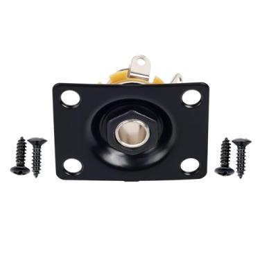 Imagem de Banworks Placa De Saída Retangular Metal 6,35 Mm (1/4"), Base Curva, Soquete Entrada Inferior Para Epiphone, Epi Lp, Les Paul, Peças E Acessórios Guitarra Elétrica Jt/Ck-02 Preto