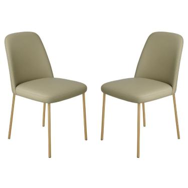 Imagem de Conjunto 2 Cadeiras Londres Couro Areia Metal Dourado