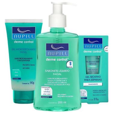 Imagem de Kit Sabonete Liquido Facial + Gel Esfoliante + Secativo De Espinhas Nu