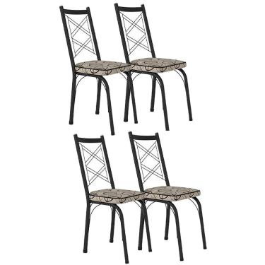 Imagem de Kit 4 Cadeiras Aço Carbono Tubular Metálica Acabamento Fosco D-28 Julia