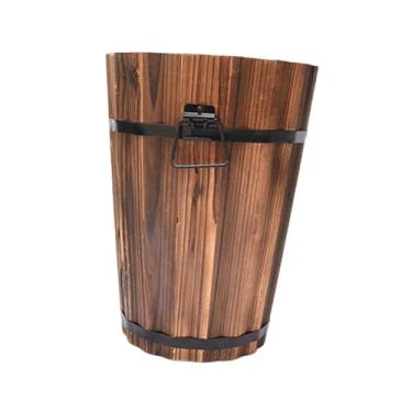 Imagem de Fenteer Balde de madeira para vasos de plantas, vasos de pátio rústicos para plantas de jardim, de flores, Style B, L