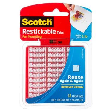 Imagem de Scotch Abas Restickable, transparente, 2,54 cm x 2,54 cm, 18 abas (R100)