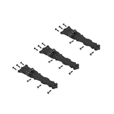 Imagem de Renovators Supply Manufacturing Dobradiça de porta de galpão de ferro forjado preto, 14 cm, estilo flor de lis, decorativa, montagem embutida, ferro fundido, porta de celeiro, dobradiça com ferragens