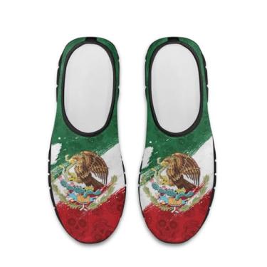 Imagem de GOSTONG Tênis de arte floral feminino confortável sola macia antiderrapante tênis de caminhada para viagens ao ar livre fácil de calçar e calçar mocassim para uso interno preto EUA 5,5-11,5, Bandeira