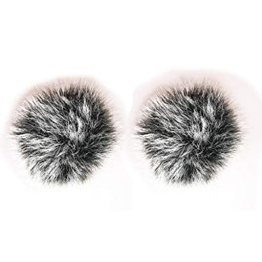 Imagem de ZRAMO 2 pacotes profissional para uso ao ar livre para-brisas microfone lapela tela vento abafador peludo diâmetro 6-10 mm serve para a maioria dos clipes de lapela lav para-brisas à prova de vento tela de vento (2 pacotes (preto/branco))
